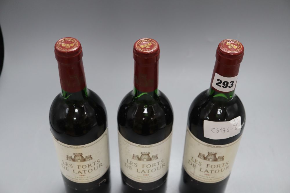 Three bottles of Les Forts de Latour Pauillac 1981